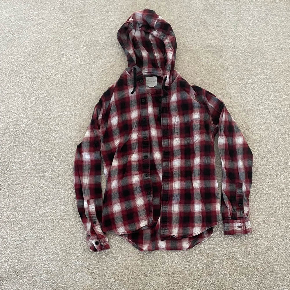 Flannel Button-Up Hoddie